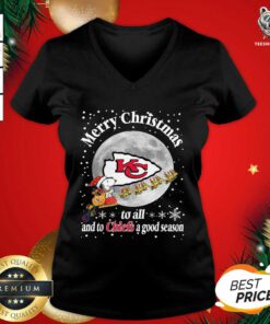 Kansas City Chiefs Merry Christmas To All And To Chiefs A Good Season NFL Football Sports Women's V-neck - Design By Teeshirtbear.com