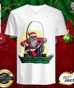 Santa Claus Fishing Deserved Holidays V-neck - Design By Teeshirtbear.com