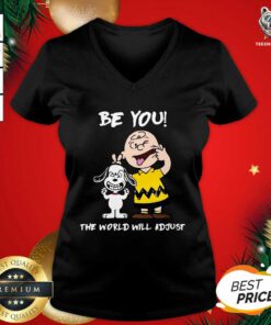 Snoopy And Charlie Brown Be You The World Will Adjust V-neck - Design By Teeshirtbear.com