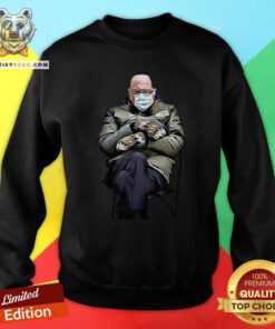 Annoyed Bernie Sanders 4 Mittens Sweatshirt - Design by Teeshirtbear.com