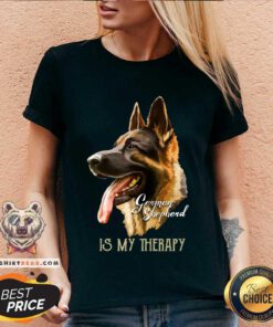 German Shepherd Is My Therapy V-neck Design By Teeshirtbear.com