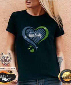 Seattle Seahawks Diamond Heart V-neck
