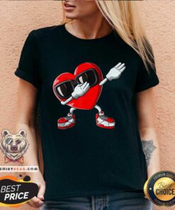 Valentines Day Dabbing Heart V-neck - Design By Teeshirtbear.com