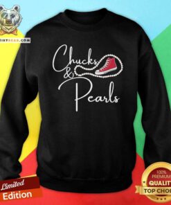 Confident Kamala Harris Chucks And Pearls 6 Red Converse Sweatshirt - Design by Teeshirtbear.com