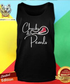Confident Kamala Harris Chucks And Pearls 6 Red Converse Tank Top - Design by Teeshirtbear.com
