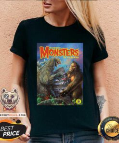 Cross 8 Godzilla Vs King Kong V-neck - Design by Teeshirtbear.com