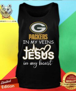 Green Bay Packers In My Veins Jesus In My Heart Tank Top - Design By Teeshirtbear.com