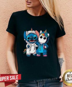 Lilo And Stitch With Unicorn 2021 V-neck
