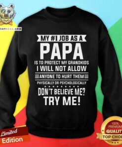 My No 1 Job As A Papa Is To Protect My Grandkids Don’t Believe Me Try Me Sweatshirt - Design By Teeshirtbear.com