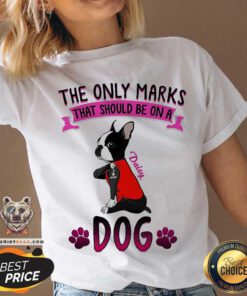 The Only Marks That Should Be On A Daisy Dog V-neck - Design By Teeshirtbear.com