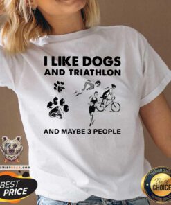 Disappointed I Like Dogs And Triathlon And Maybe 3 People V-neck - Design by Teeshirtbear.com