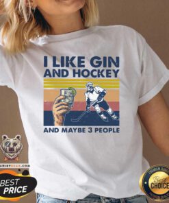 I Like Gin And Hockey And Maybe 3 People Vintage V-neck