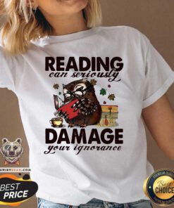 Owl Reading Can Seriously Damage Your Ignorance V-neck - Design By Teeshirtbear.com