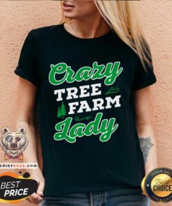 Crazy Tree Farm Lady Christmas Tree Merry Xmas V-neck - Design By Teeshirtbear.com