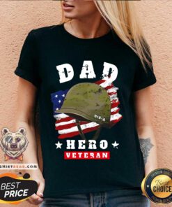 Dad Us Army Veteran Hero Father’s Day American Flag V-neck - Design By Teeshirtbear.com