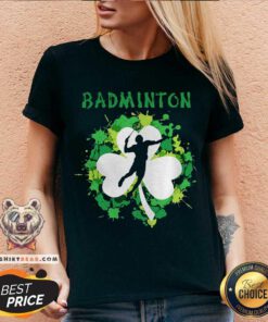 Badminton Shamrock Irish St Patty’s Day Sport Shirt For Badminton Lover V-neck - Design By Teeshirtbear.com