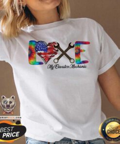 Love My Elevator Mechanic American Flag Independence Day V-neck - Design By Teeshirtbear.com