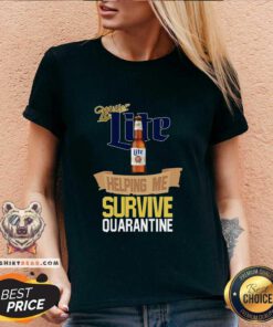 Miller Lite Helping Me Survive Quarantine V-neck