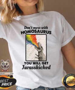 Horrified Angry Dont Mess With 7 Homosaurus You Will Get Jurasskicked V-neck - Design by Teeshirtbear.com