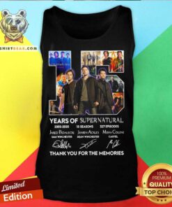 15 Years Supernatural 15 Seasons 327 Episodes Thank You For The Memories Signatures Tank Top - Design By Teeshirtbear.com