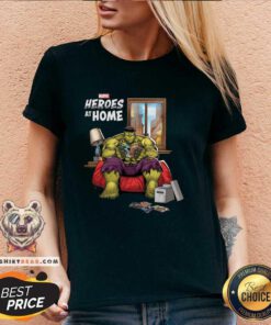 Marvel Heroes At Home Hulk V-neck - Design By Teeshirtbear.com