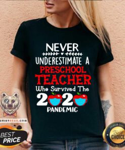 Never Underestimate A Preschool Teacher Teacher Who Survived The 2020 Pandemic V-neck - Design By Teeshirtbear.com