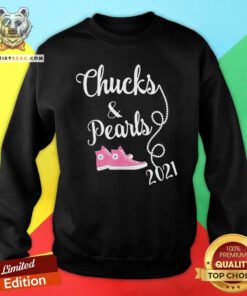 Hurt Converse Sneakers Chucks And Pearls 2021 Kamala Harris Sweatshirt - Design by Teeshirtbear.com