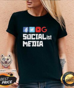 Malicious Facebook Tweeter Youtube Google 4 Socialist Media V-neck - Design by Teeshirtbear.com