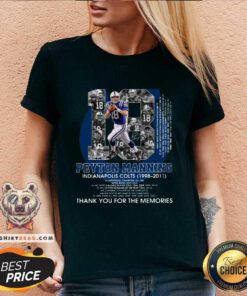 Negative 18 Peyton Manning Indianapolis Colts Signature V-neck - Design by Teeshirtbear.com