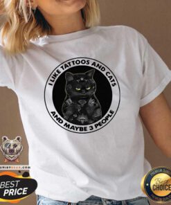 Black Cat I Like Tattoos And Cats And Maybe 3 People V-neck