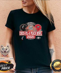 Cincinnati Vs Georgia Peach Chick Fil A Peach Bowl 2021 V-neck