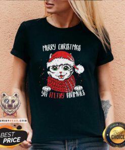 Merry Christmas Ya Filthy Animals Cat Christmas V-neck