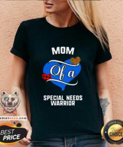 Mom Of A Special Needs Warrior Heart V-neck - Design By Teeshirtbear.com