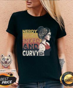 Nerdy Dirty Inked And Curvy Book Girl Vintage V-neck - Design By Teeshirtbear.com