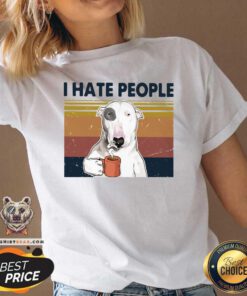 Bull Terrier I Hate People Vintage V-neck