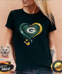 Green Bay Packers Diamond Heart V-neck