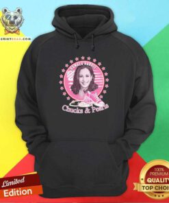 Overwhelmed Kamala Harris Chucks And Pearls 2021 Pink America Hoodie - Design by Teeshirtbear.com