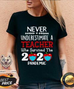 Never Underestimate A Teacher Who Survived The 2020 Pandemic V-neck - Design By Teeshirtbear.com