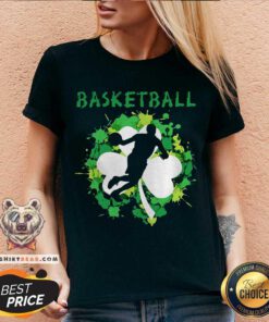 Basketball Shamrock Irish St Patty’s Day Sport Shirt For Basketball Lover V-neck - Design By Teeshirtbear.com