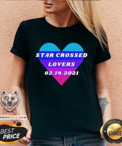 Heart Star Crossed Lovers 02.14.2021 V-neck - Design By Teeshirtbear.com
