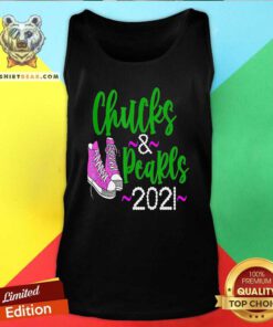 Scared Kamala Harris Chucks And Pearls 2021 Tank Top - Design by Teeshirtbear.com