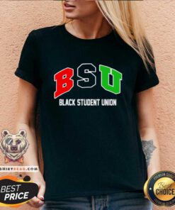 Seething Black Student Union 14 BSU V-neck - Design by Teeshirtbear.com