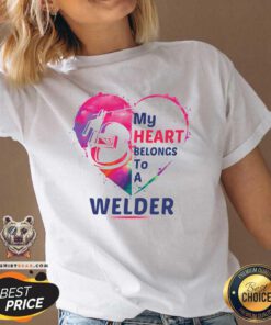 Surprised My Heart Belongs To A 9 Welder V-neck - Design by Teeshirtbear.com