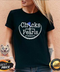 Thoughtful Kamala Harris Chucks And Pearls 2021 Blue Converse V-neck - Design by Teeshirtbear.com