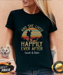 And She Lived Happily Ever 6 After Sarah And Nikki V-neck - Design by Teeshirtbear.com
