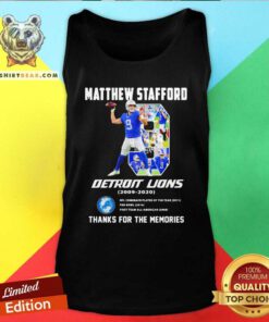 Awesome 9 Matthew Stafford Detroit Lions 2009 2020 Tank Top
