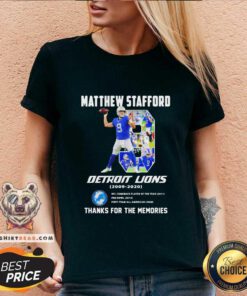 Awesome 9 Matthew Stafford Detroit Lions 2009 2020 V-neck