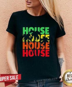 Awesome House Music Beach Palm Tree V-neck