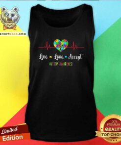Awesome Live Love Accept Autism Awareness Heartbeat Tank Top