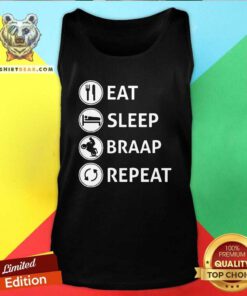Bewildered Eat Sleep Braap 12 Repeat Tank Top - Design by Teeshirtbear.com